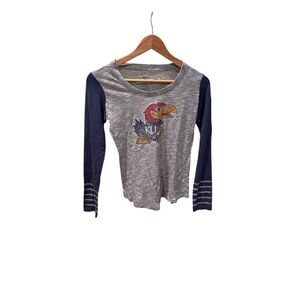 Jay hawks woman's size small long sleeve tee shirt